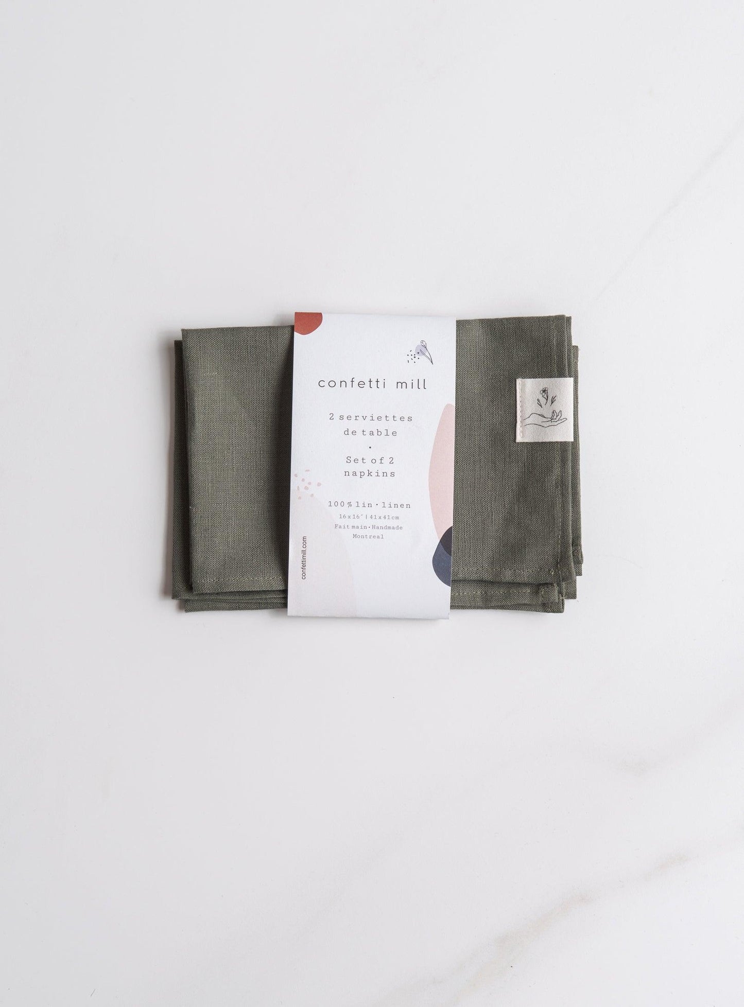 Set of 2 Linen Napkins - Forest green - Confetti Mill