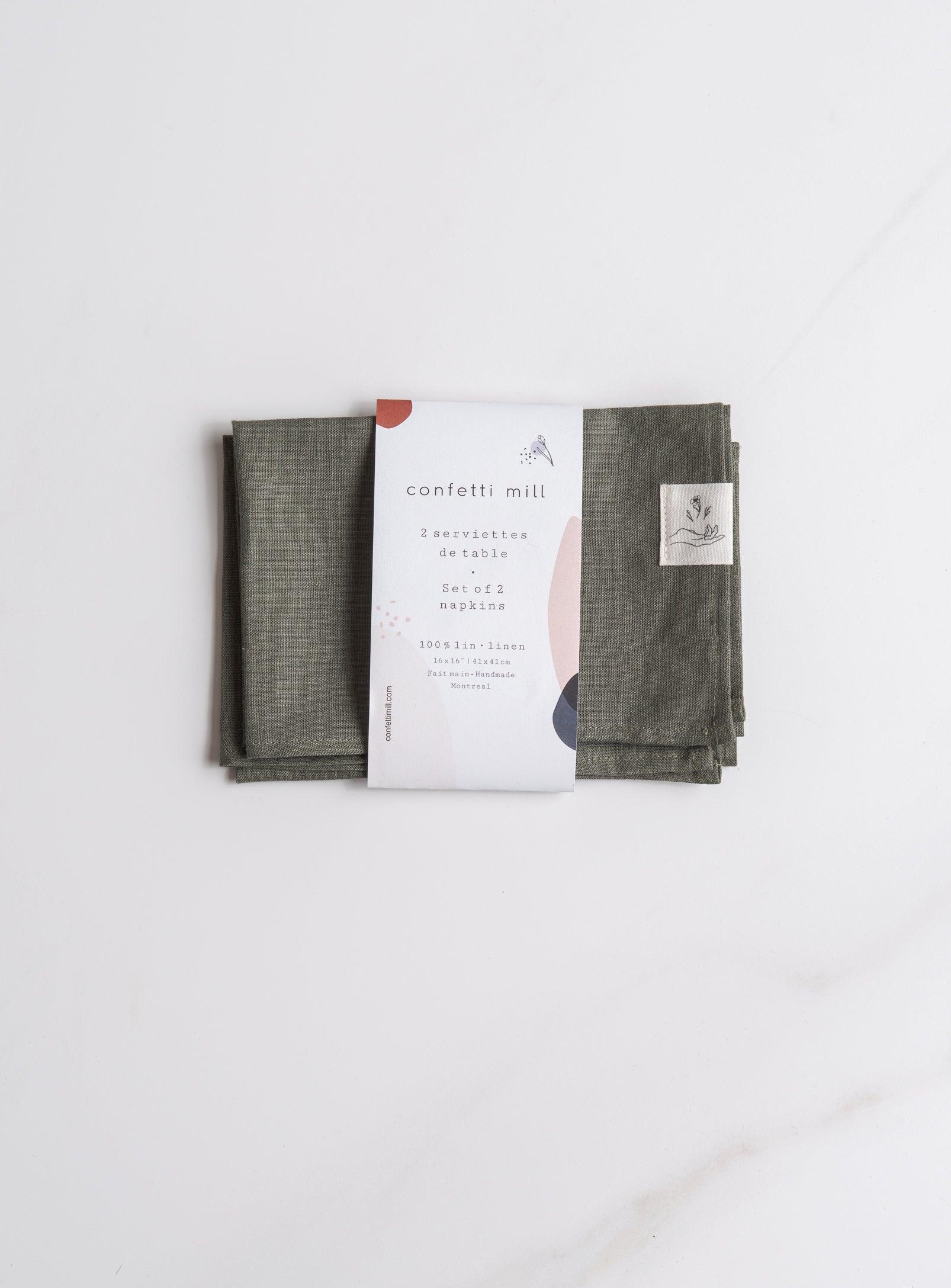 Set of 2 Linen Napkins - Forest green - Confetti Mill