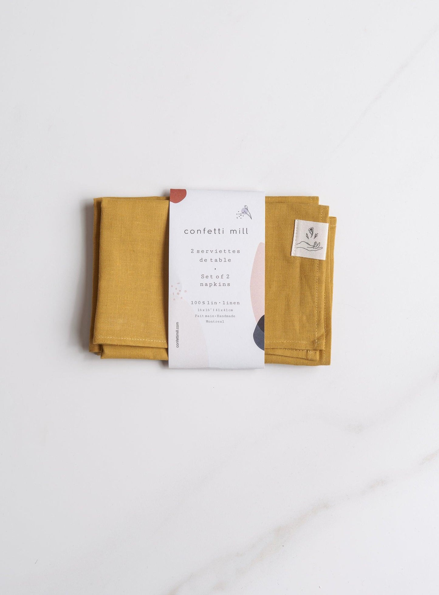 Set of 2 Linen Napkins - Ochre - Confetti Mill
