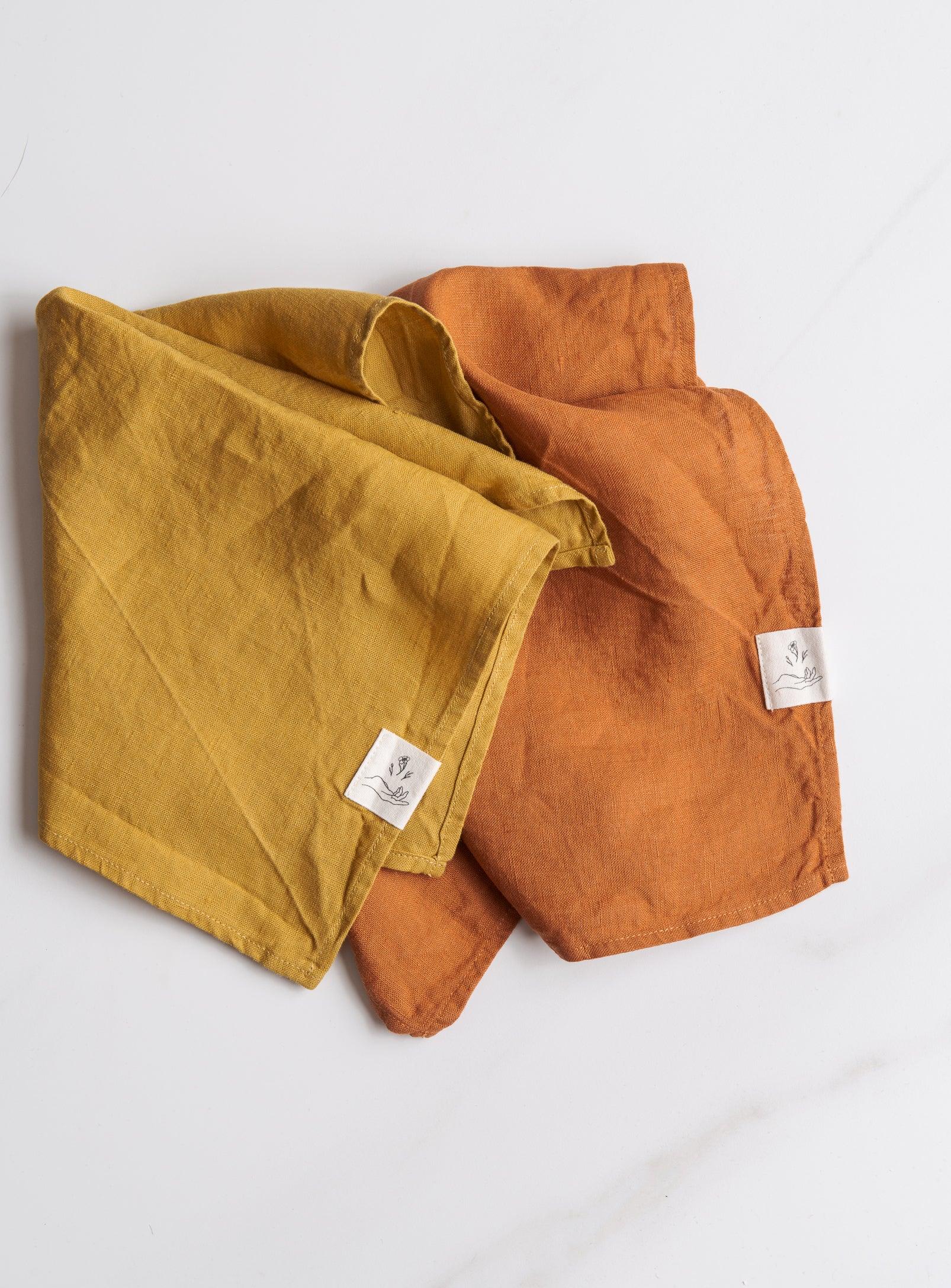 Set of 2 Linen Napkins - Ochre - Confetti Mill