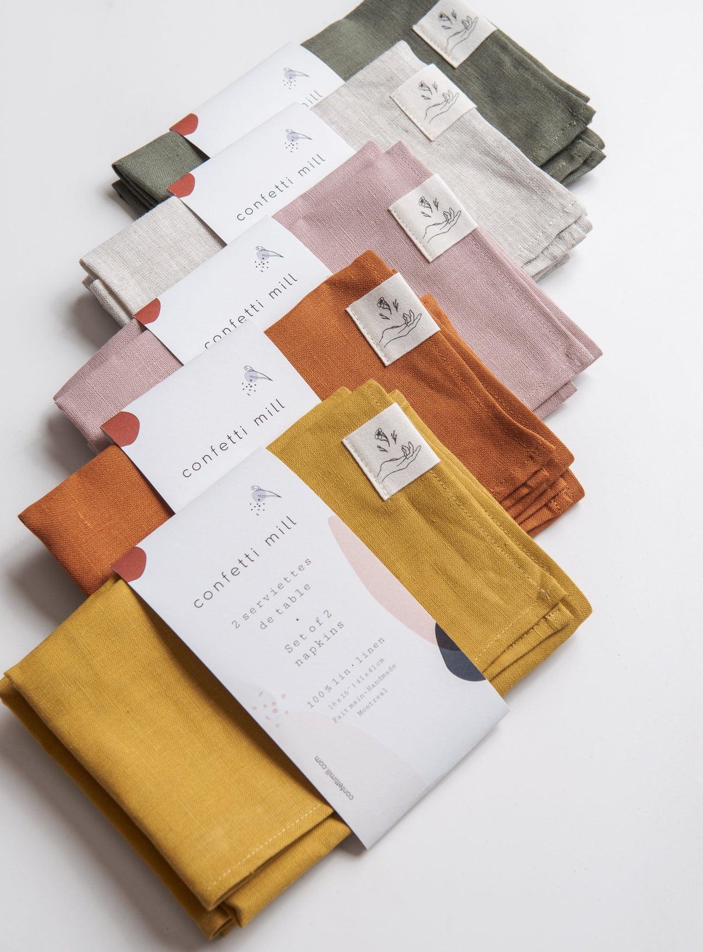 Set of 2 Linen Napkins - Ochre - Confetti Mill