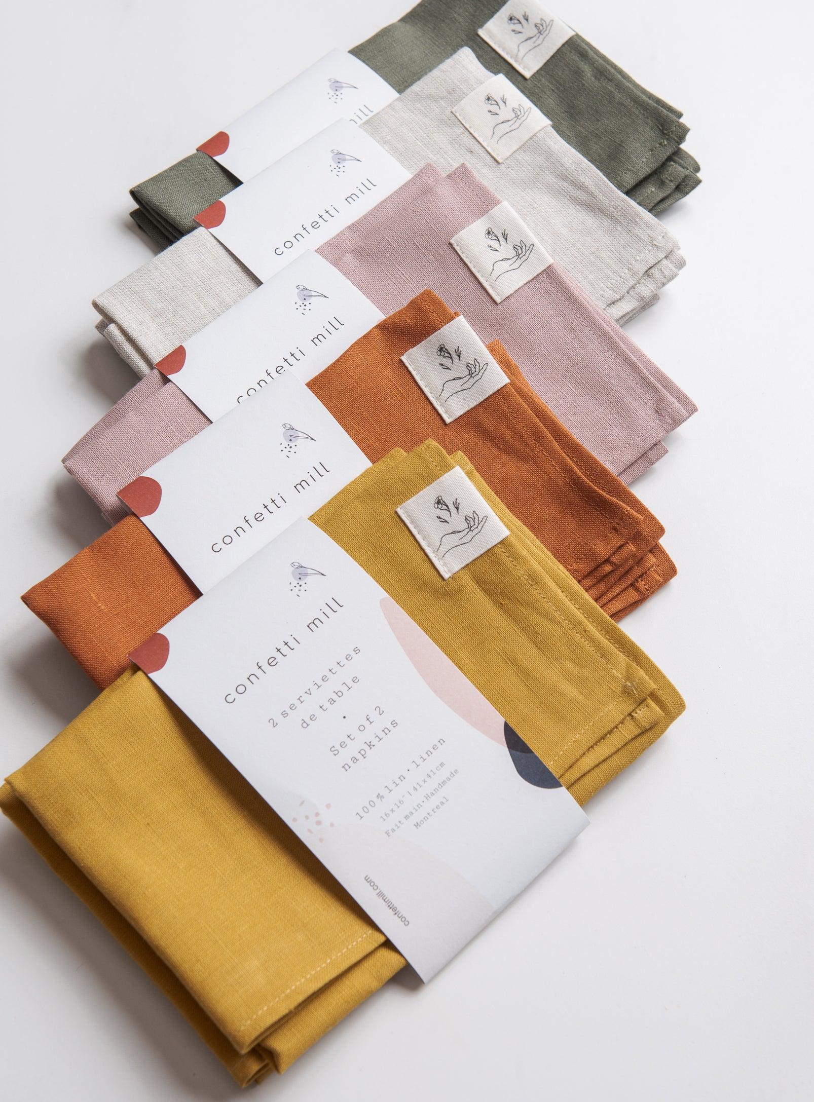 Set of 2 Linen Napkins - Ochre - Confetti Mill