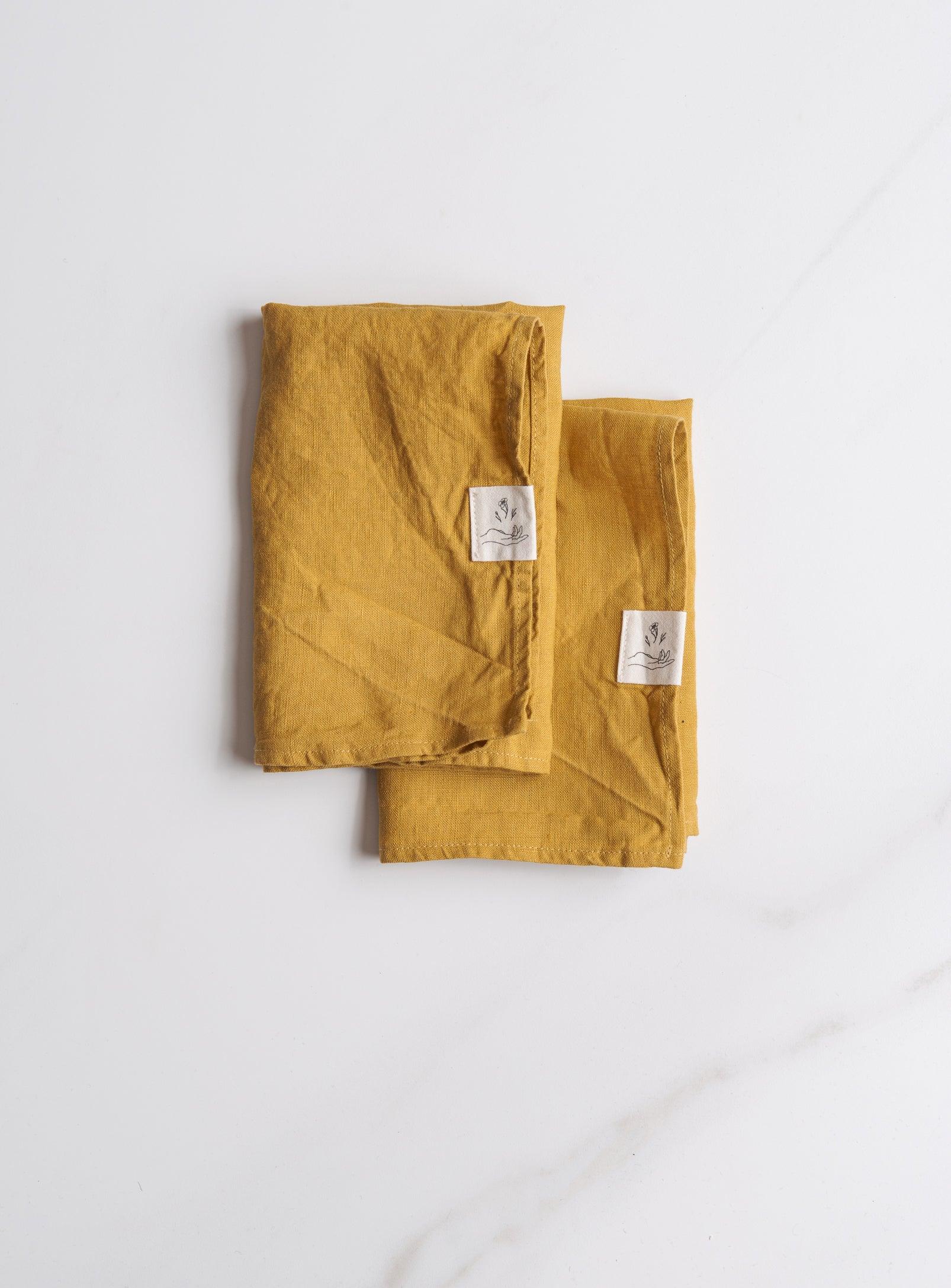 Set of 2 Linen Napkins - Ochre - Confetti Mill