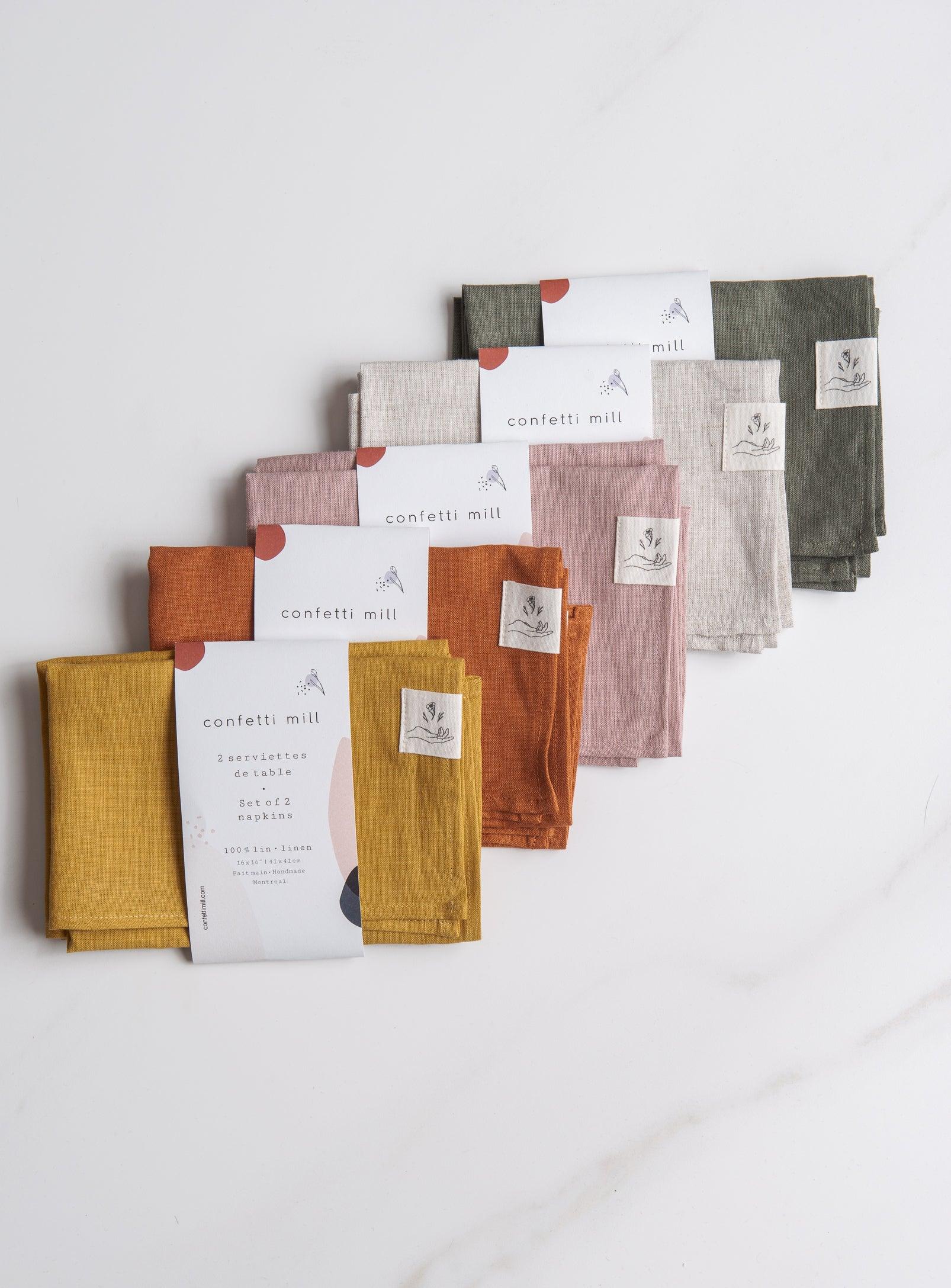 Set of 2 Linen Napkins - Ochre - Confetti Mill