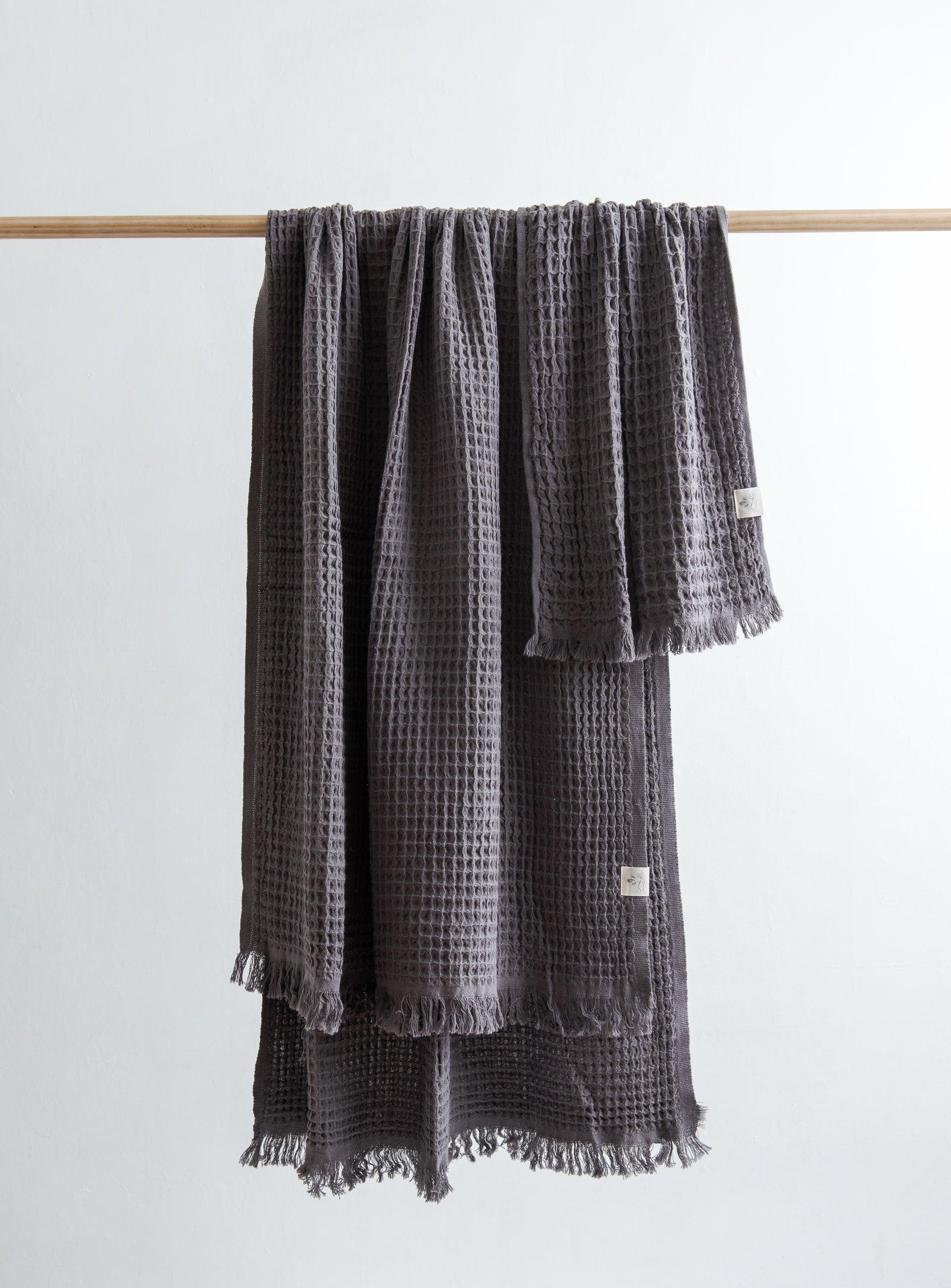 Turkish hand towel - Waffle - Charcoal Grey - Confetti Mill