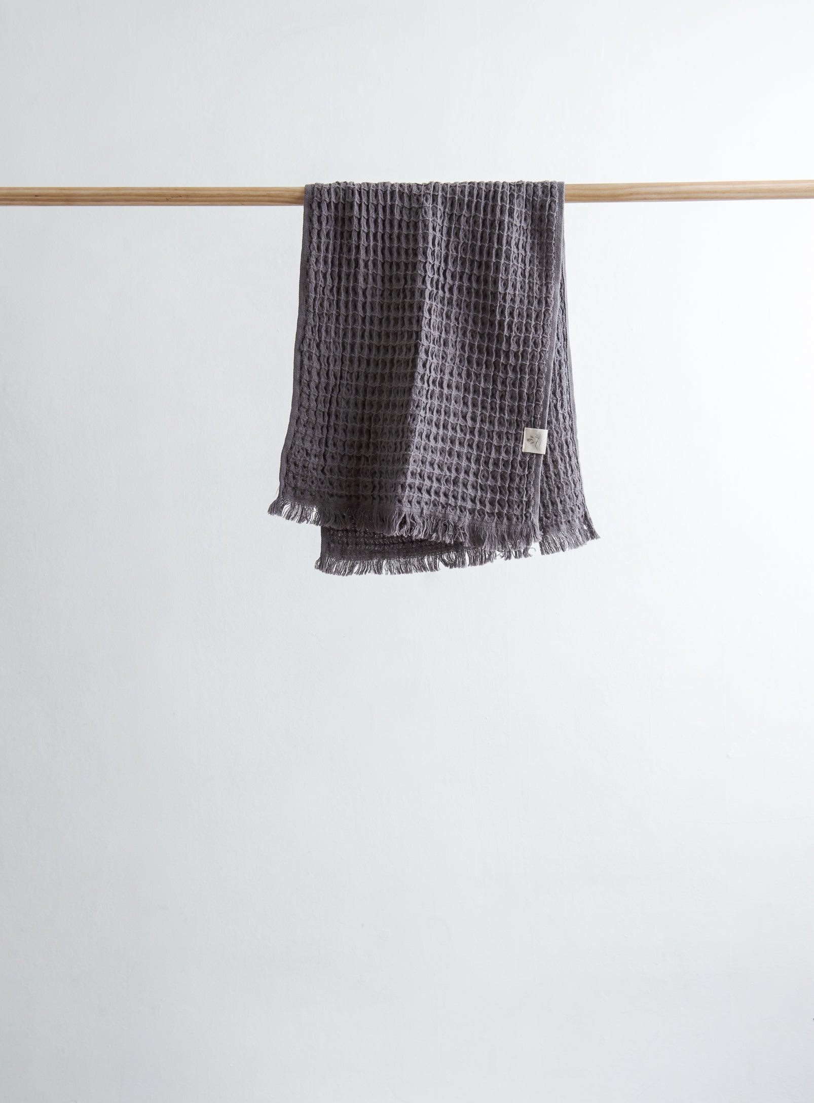 Turkish hand towel - Waffle - Charcoal Grey - Confetti Mill
