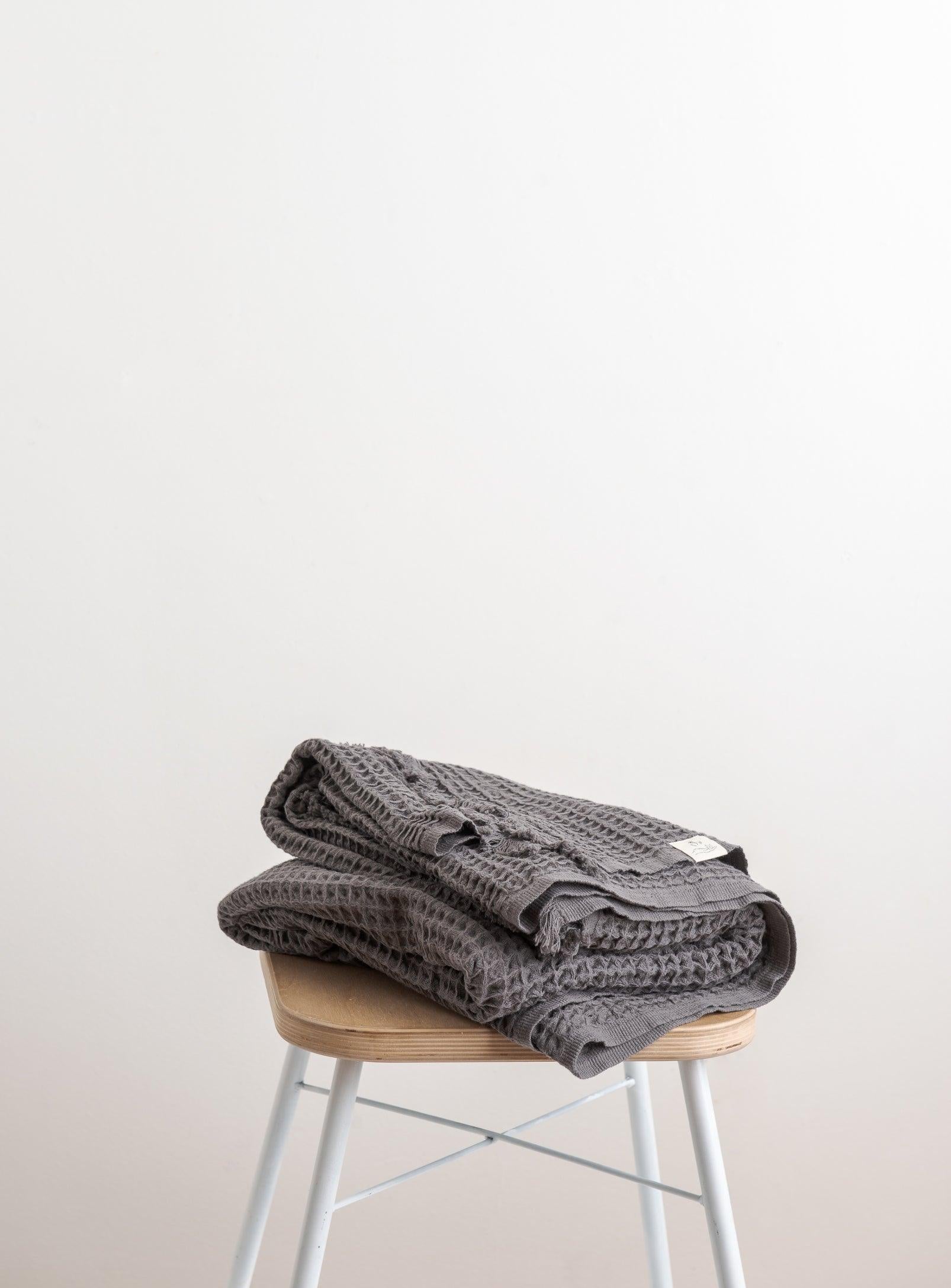 Waffle Throw - Charcoal Grey - Confetti Mill